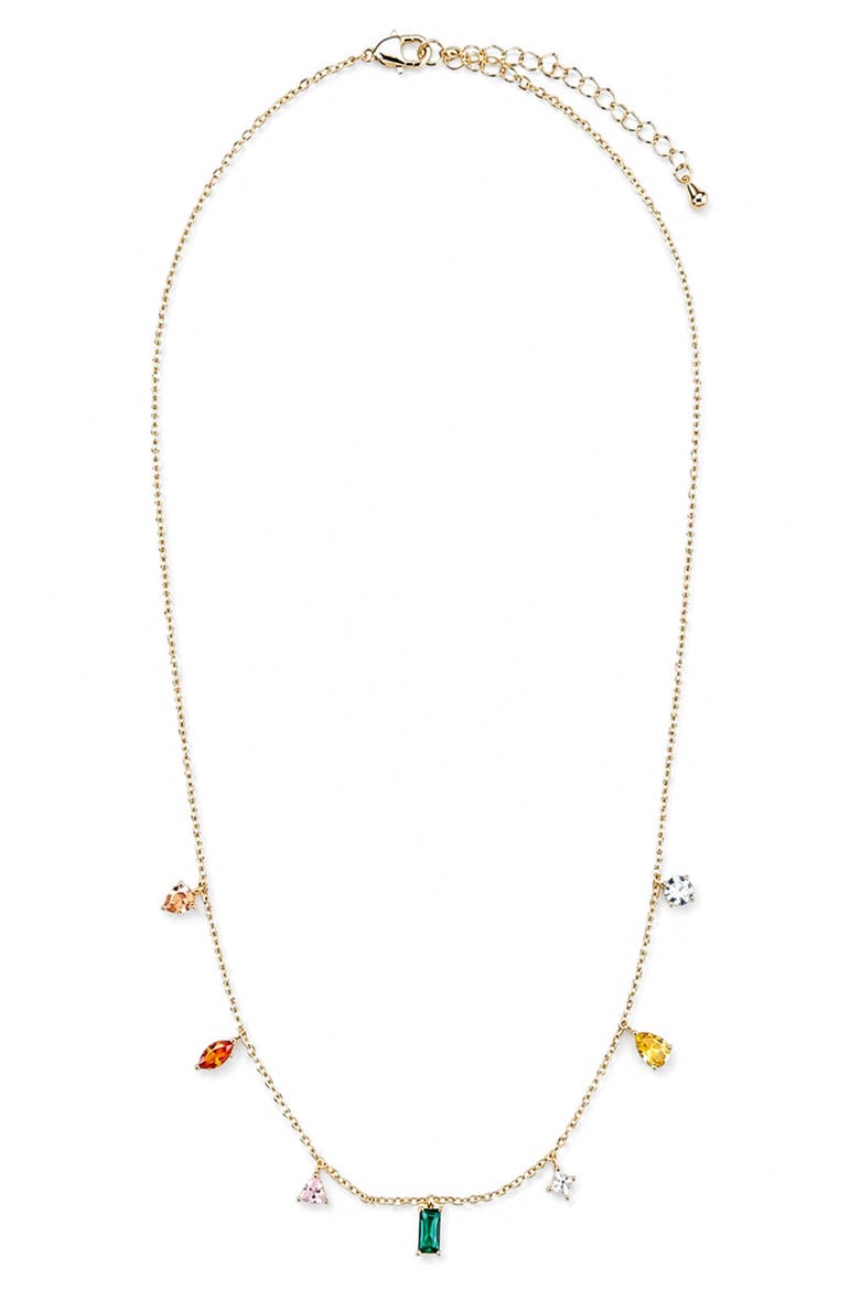 Dainty Crystal Charm Frontal Necklace, Main, color, GOLD