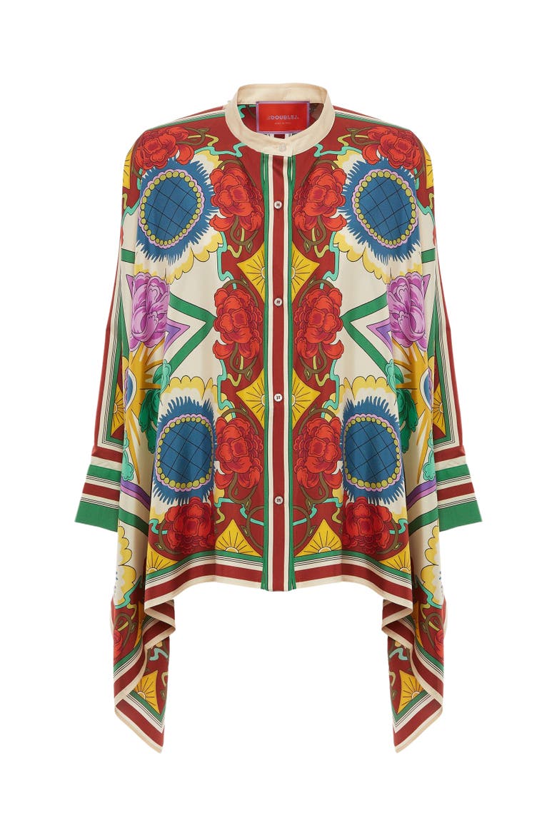 Foulard Shirt Placée, Alternate, color, Taormina Placée Ivory