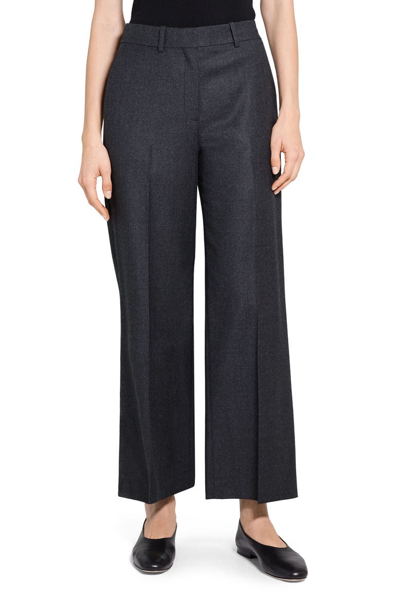 Sleek Flannel Straight Classic Pants, Main, color, NEW CHARCOAL MELANGE
