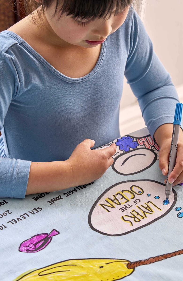 Eat Sleep Doodle Under the Sea Tablecloth, Alternate, color, Light Blue