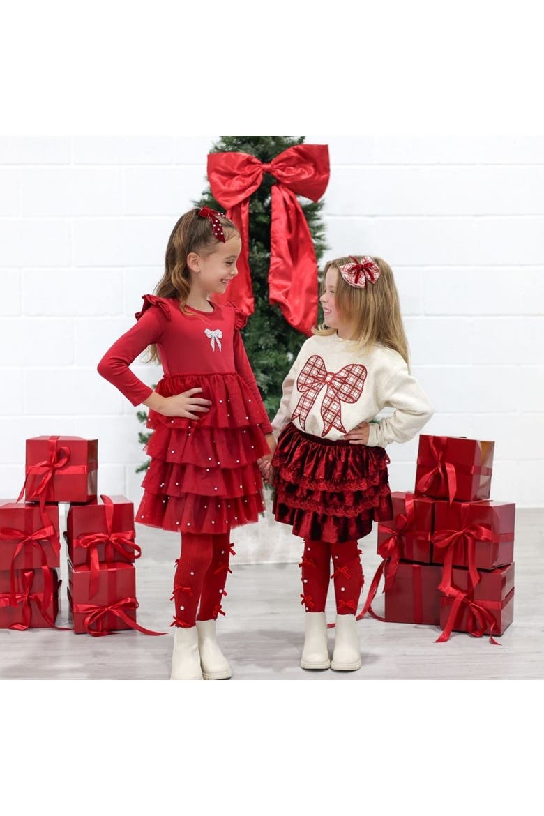 Ruby Red Velvet Tiered Christmas Skirt, Alternate, color, Ruby Red