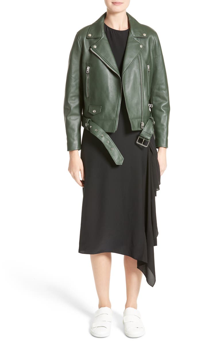 Acne Studios Mock Leather Moto Jacket, Main, color, 