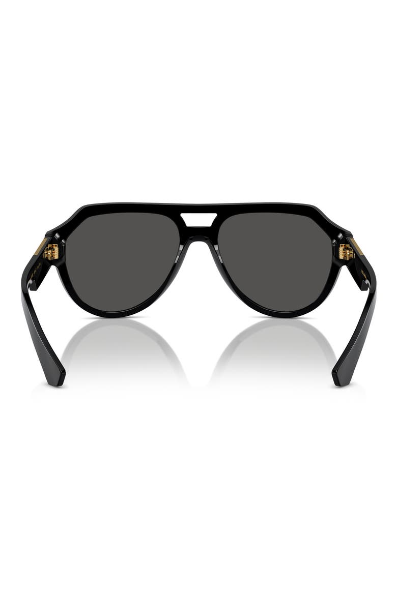 56mm Square Aviator Polarized Sunglasses, Alternate, color, BLACK