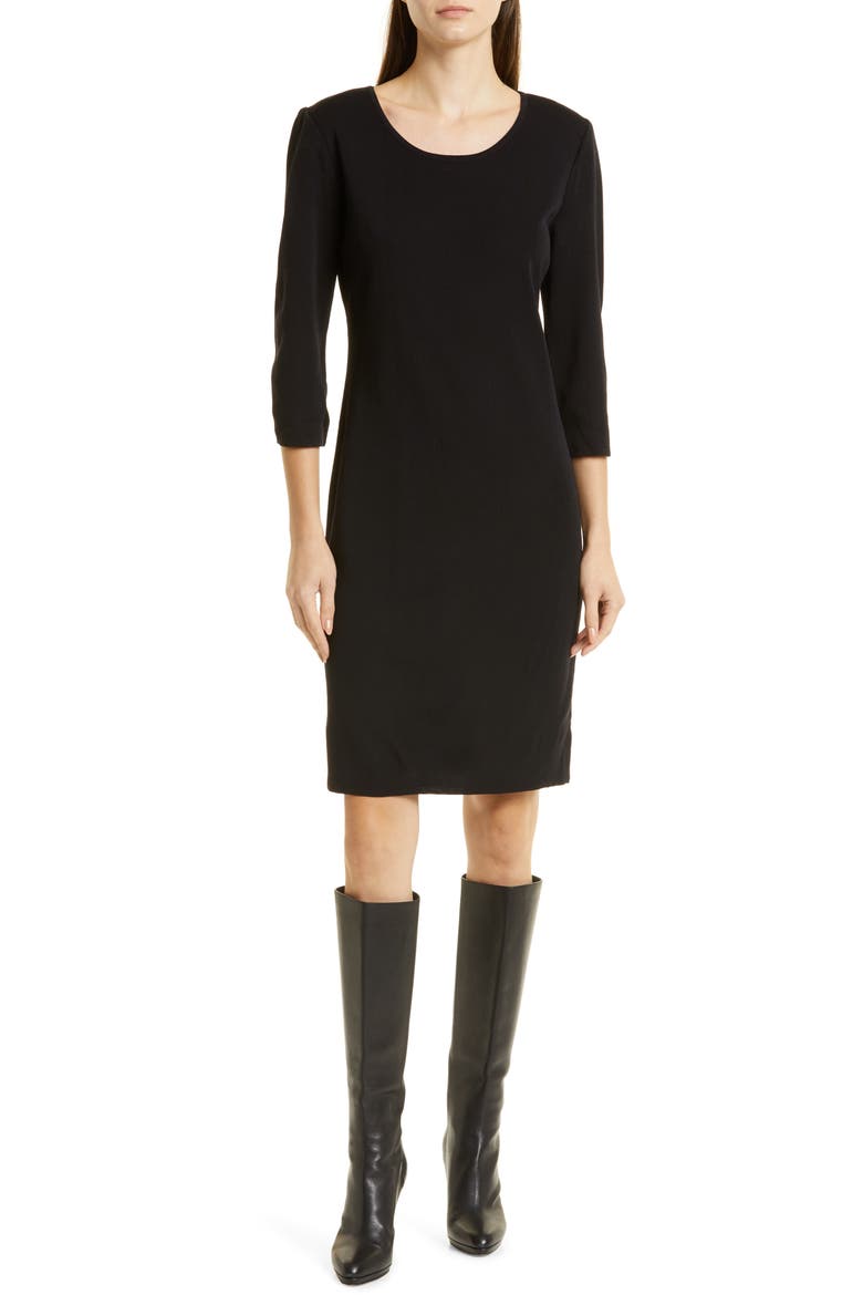 Scoop Neck Knit Dress, Main, color, BLACK