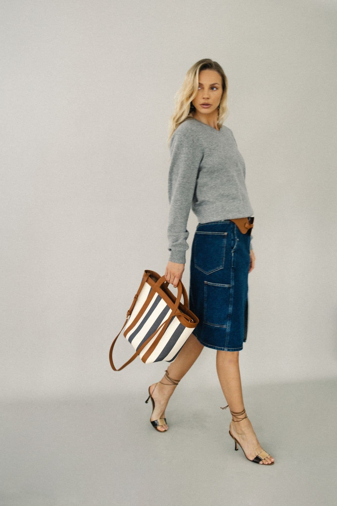 Atuel Stripe Small Tote, Alternate, color, Natural Canvas Caramel