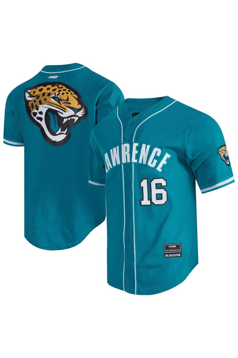 Men's Pro Standard Trevor Lawrence Teal Jacksonville Jaguars Mesh Button-Up Baseball Jersey, Main, color, Teal
