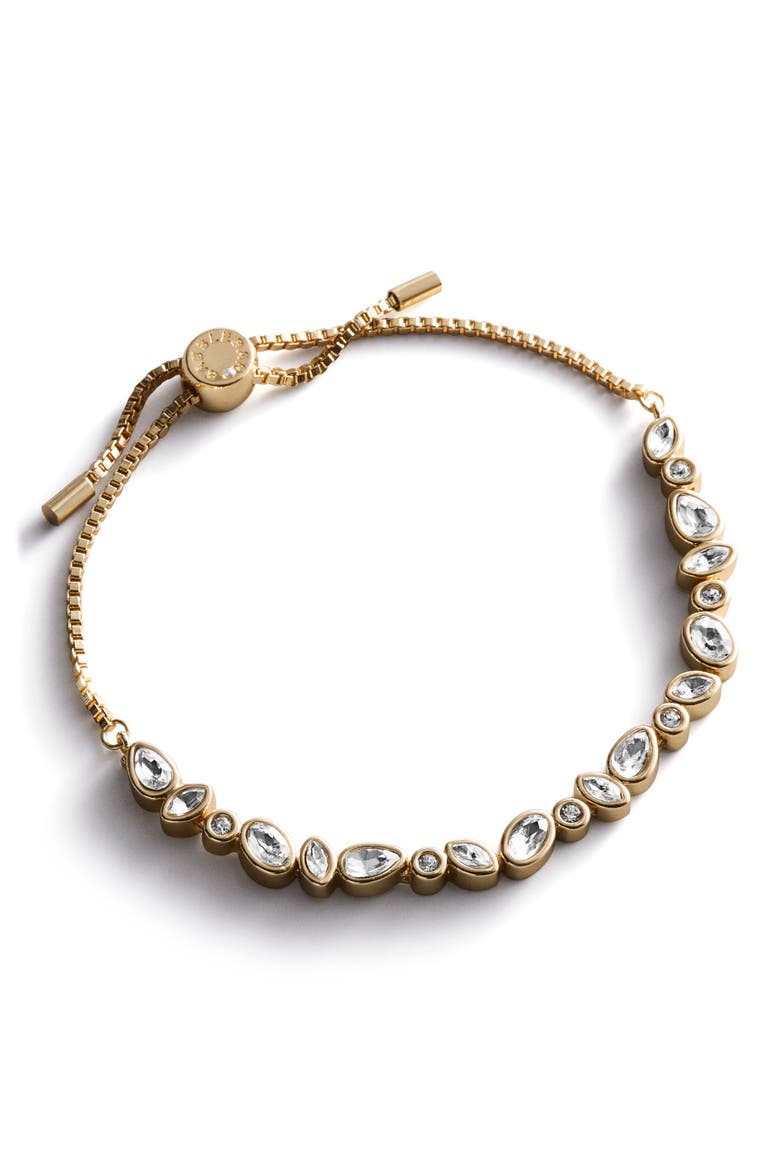 Kayden Pull-Tie Bracelet, Main, color, BRASS/ MULTI GLASS CRYSTAL