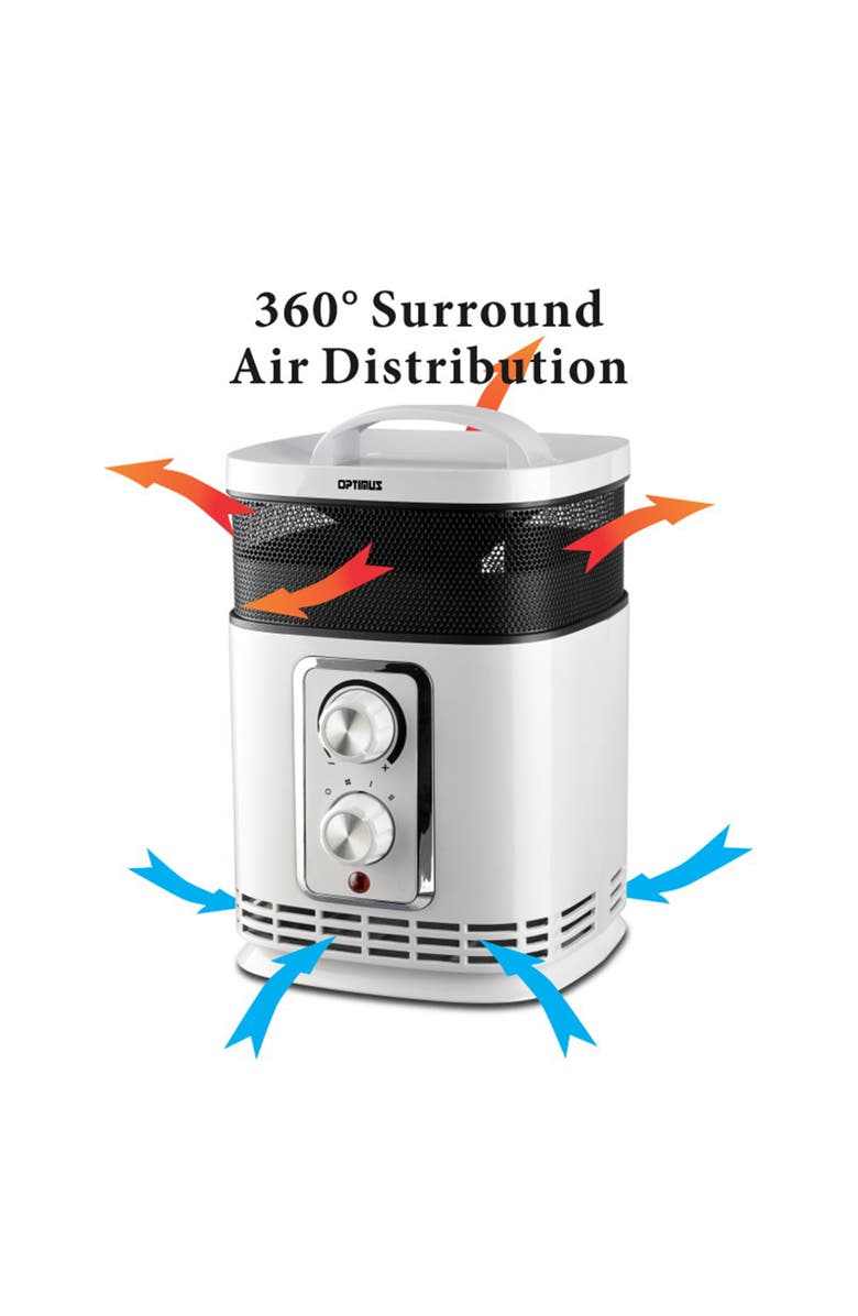 Optimus Portable 360 Surround Ceramic Heater with Thermostat, Alternate, color, White