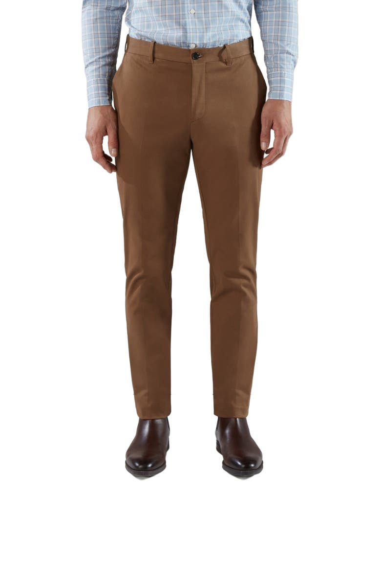 Robert Talbott Douglas Brushed Cotton Chino Pant, Main, color, Coffee