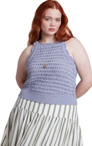 ELOQUII Open Stitch Racer Tank