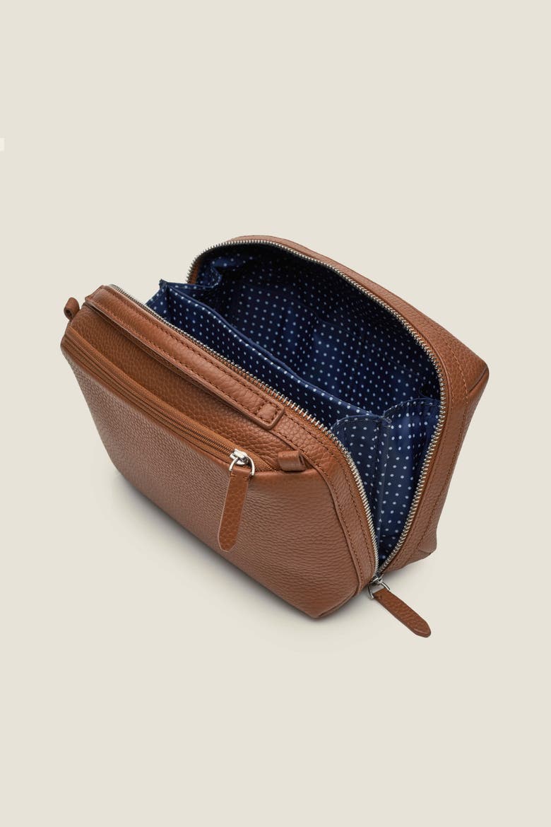 Toto Split Compartment Leather Travel Dopp Kit, Alternate, color, Sand