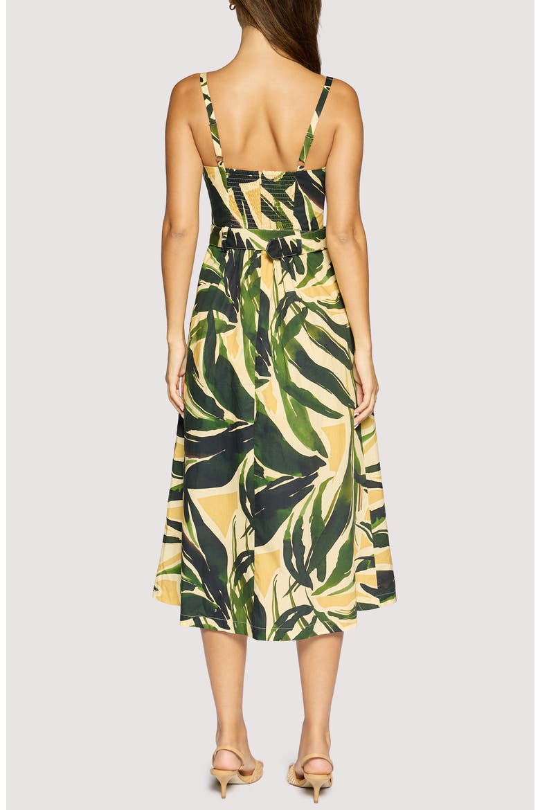 Palm Serenade Cotton Midi Dress, Alternate, color, GREEN-MULTI