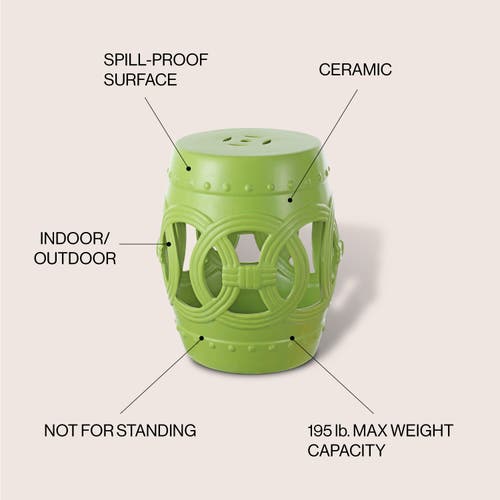 Jonathan Y Lucky Coins 16" Chinese Ceramic Drum Garden Stool In Matte Green
