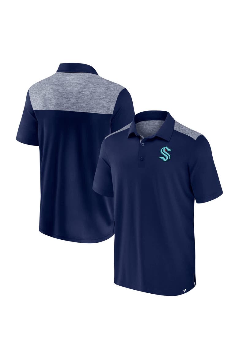 Men's Fanatics Navy Seattle Kraken Iconic Brushed Blocked Polo, Main, color, Navy