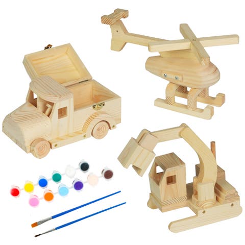 Wood Building Toy Kit, Diy 3 Vehicle Projects