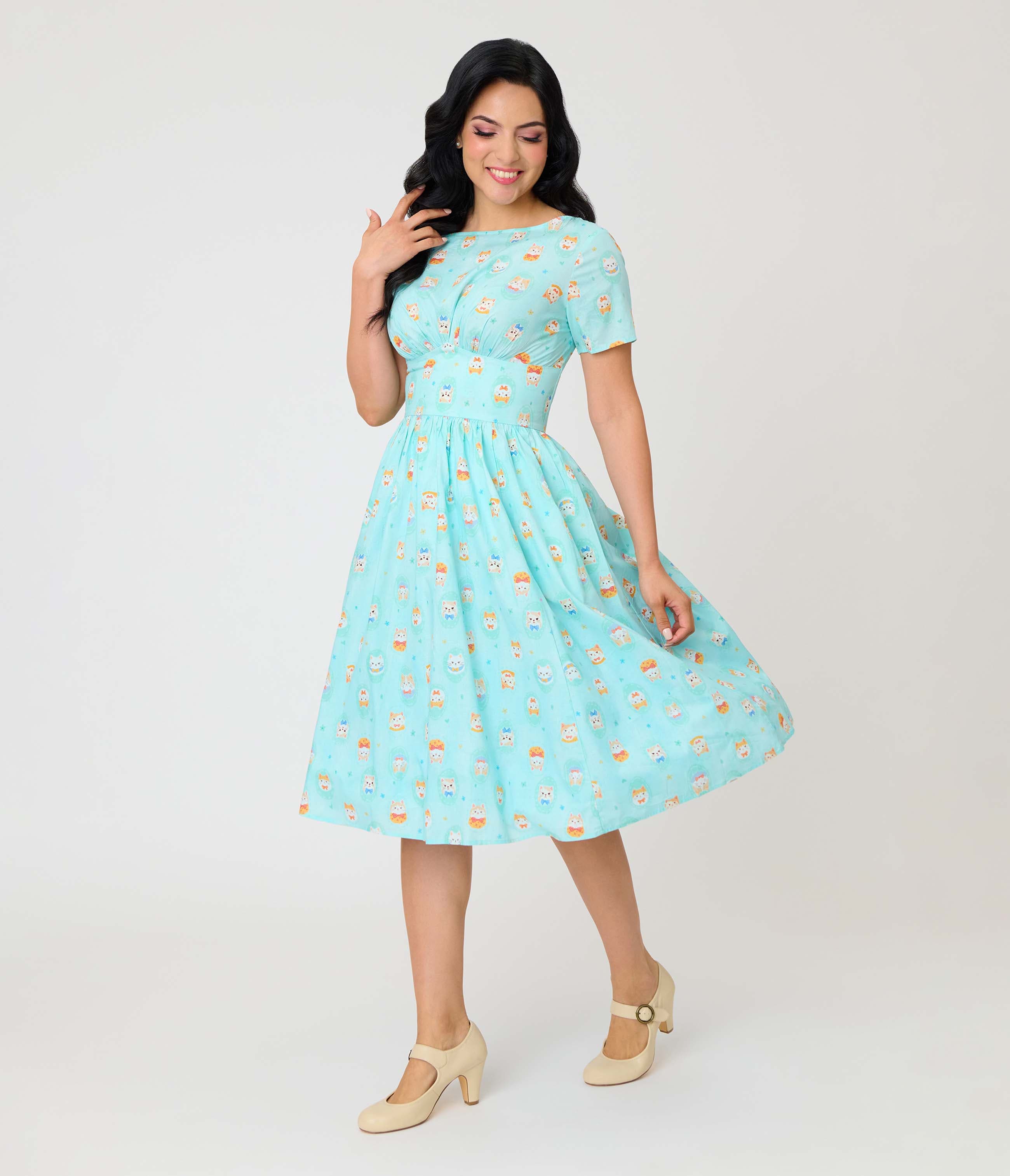 Blue w/ Cat Print