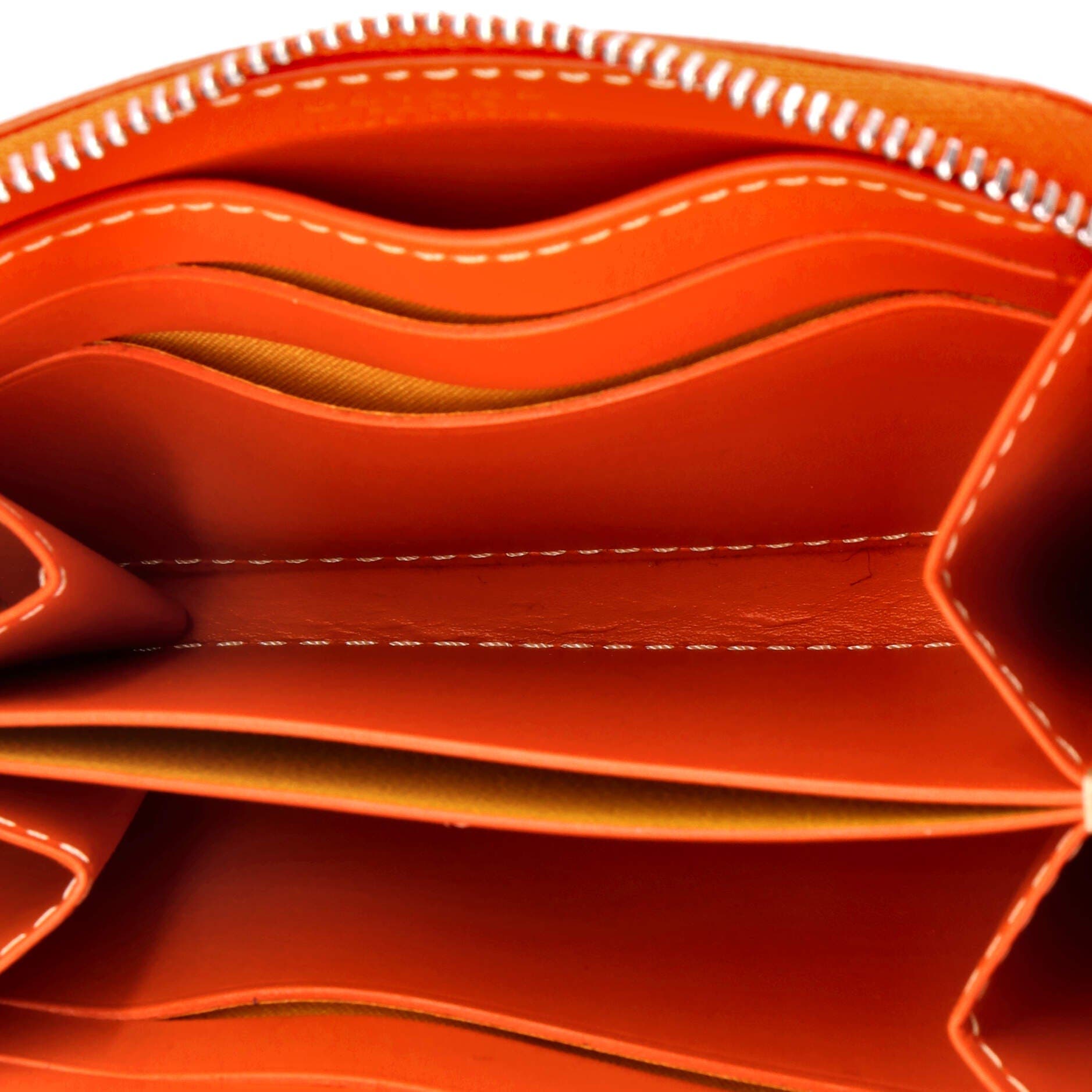 Matignon Zip Wallet Coated Canvas with Leather PM, Alternate, color, Orange