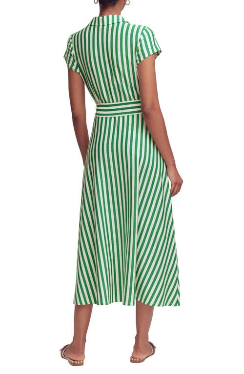 Boden Marcia Stripe Cap Sleeve Cotton Blend Jersey Shirtdress In Green