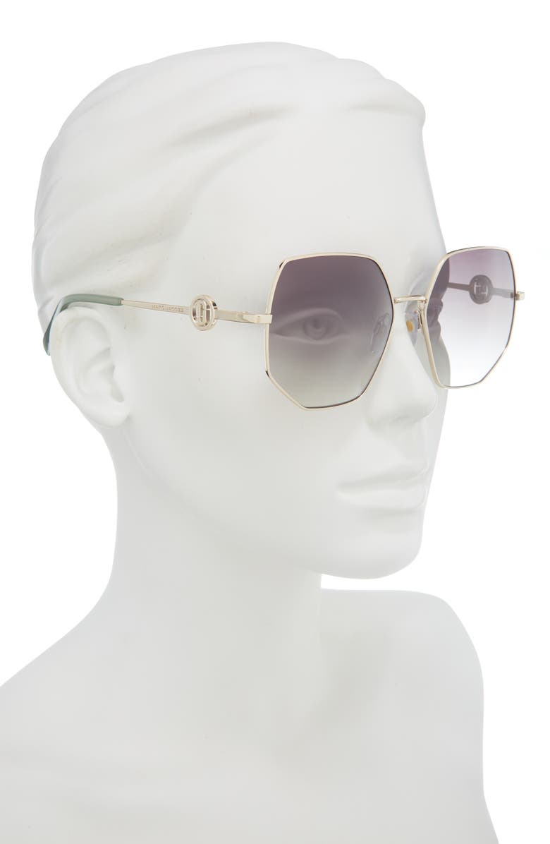 Marc Jacobs 59mm Gradient Geometric Sunglasses, Alternate, color, Gold Green