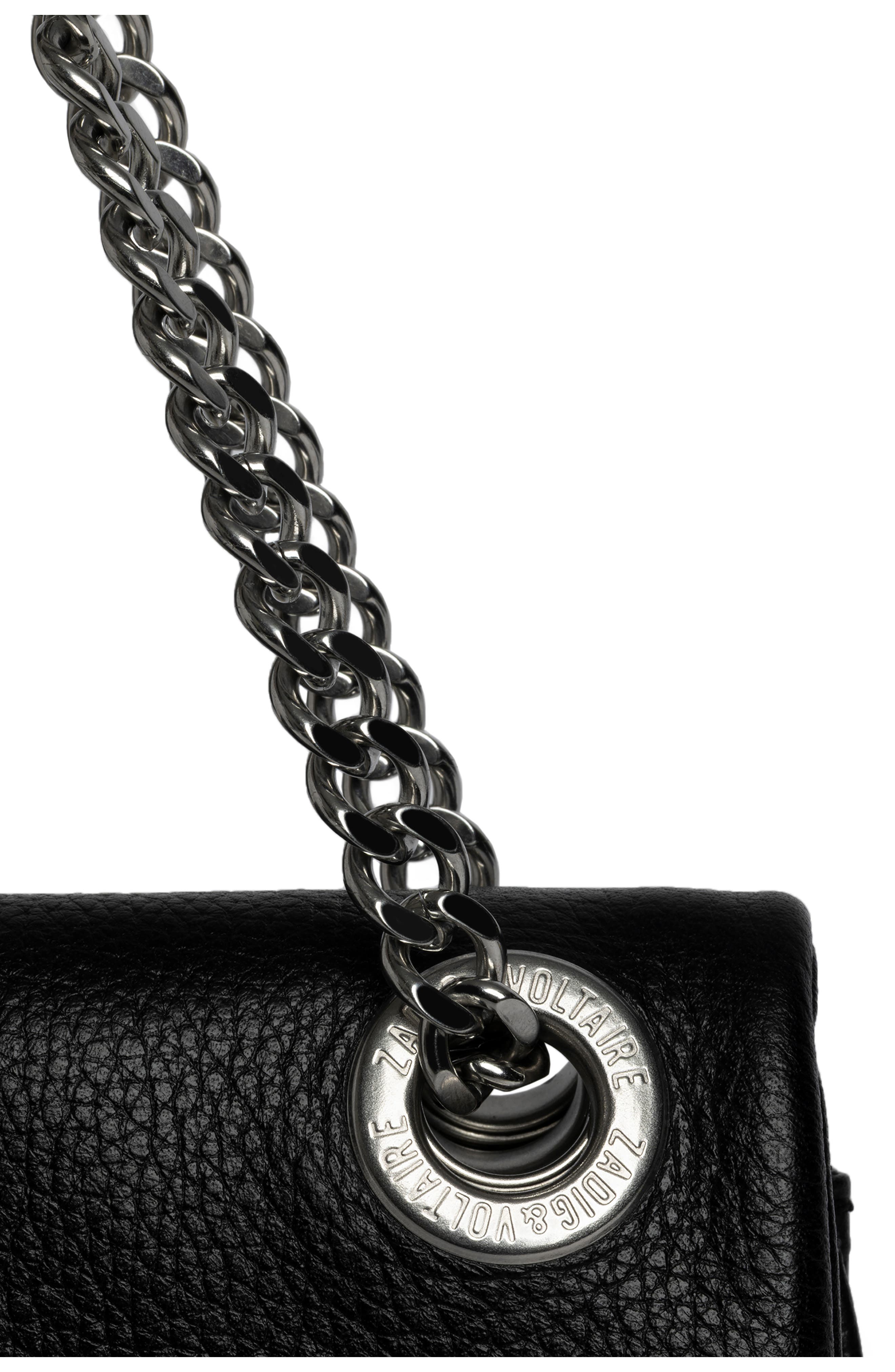 Zadig & Voltaire Rock II Grained Leather Crossbody Bag, Alternate, color, Black