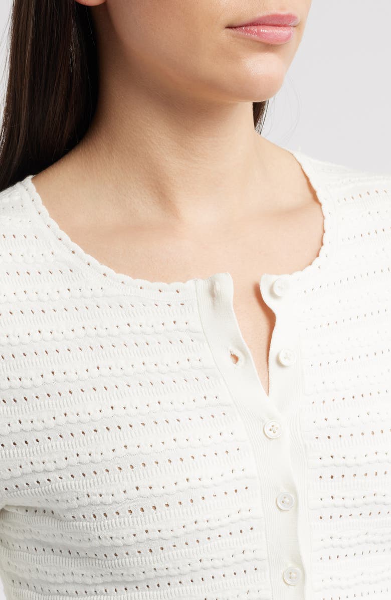 LoveShackFancy Rogan Pointelle Cardigan, Alternate, color, Ivory