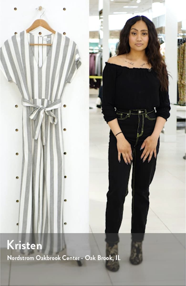 Angela Stripe Short Sleeve Jumpsuit, sales video thumbnail
