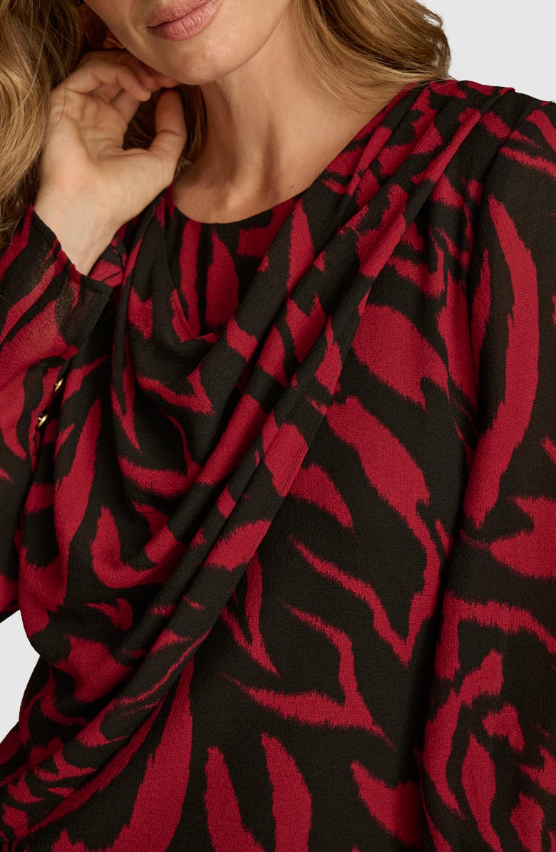 Donna Karan New York Abstract Print Draped Woven Top, Alternate, color,