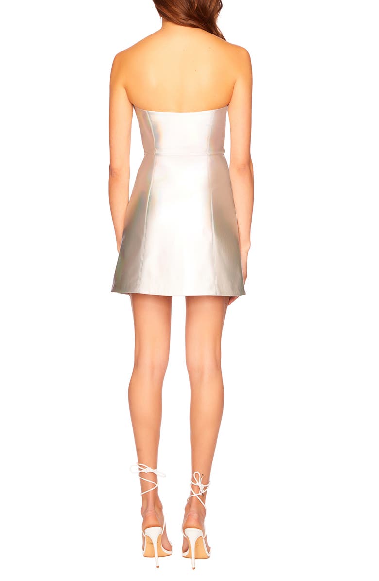 Susana Monaco Strapless Iridescent Faux Leather Minidress, Alternate, color, Iridescent