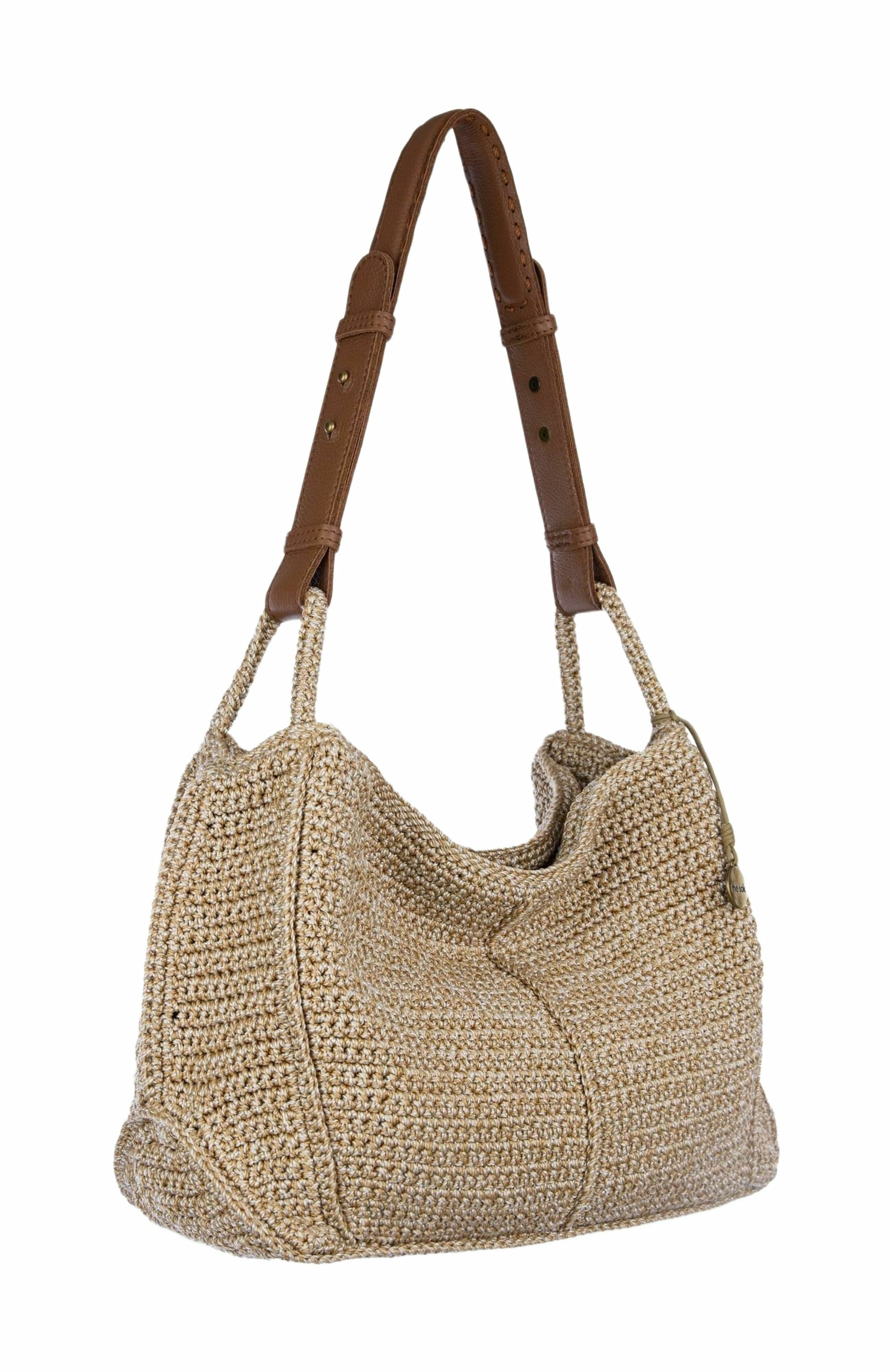 The Sak Los Feliz Hobo Leather Bag, Alternate, color, Bamboo Static