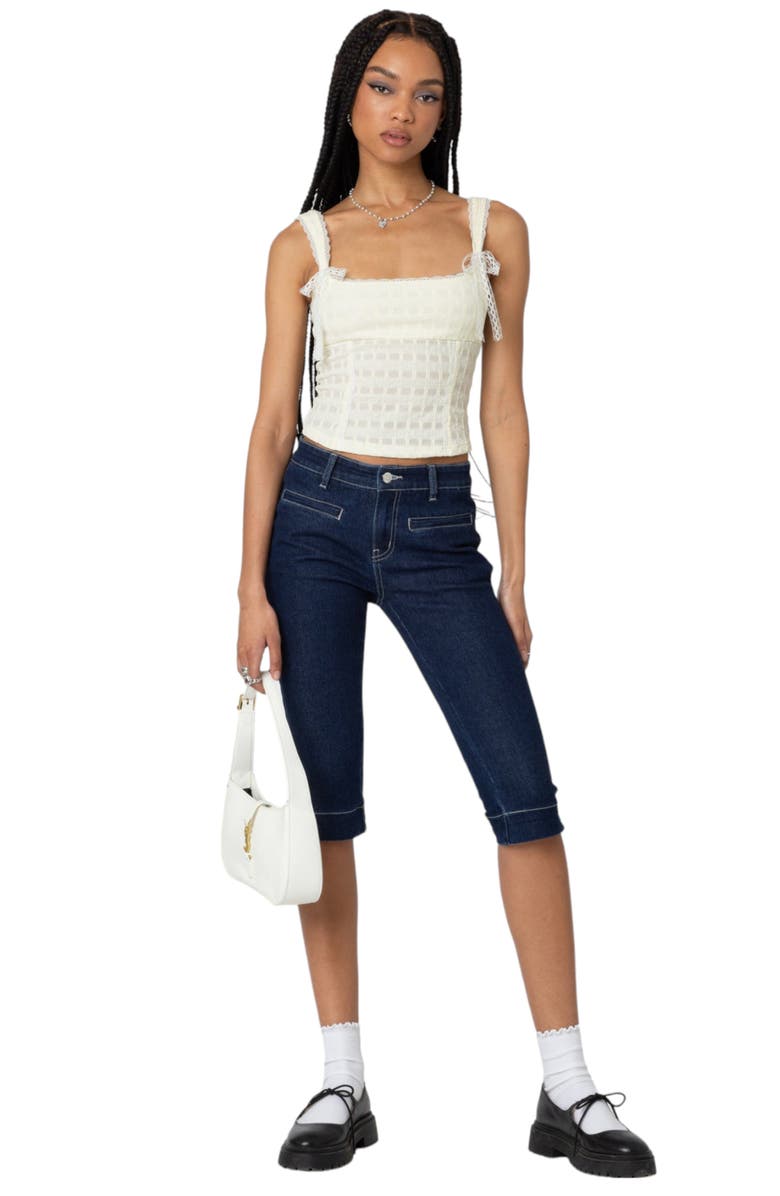 EDIKTED Lace Bustier Corset Top, Alternate, color, Cream