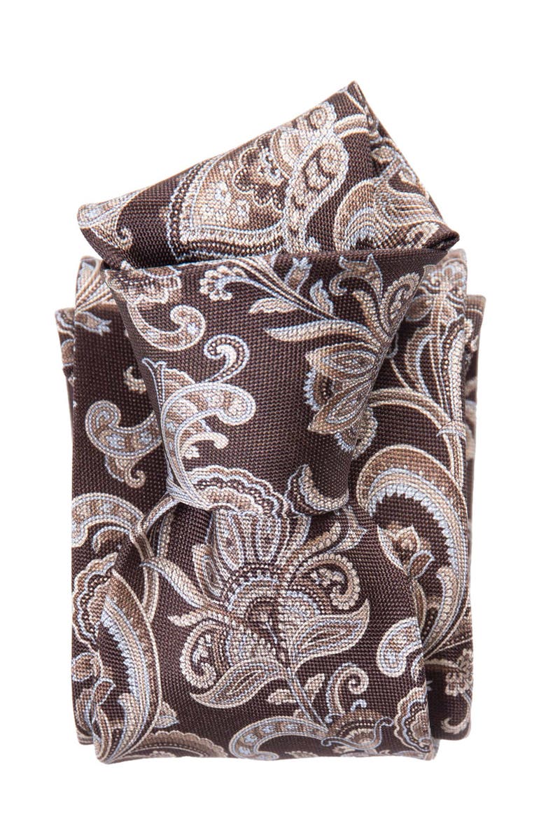 Elizabetta Novara - Printed Silk Tie for Men, Alternate, color, Brown