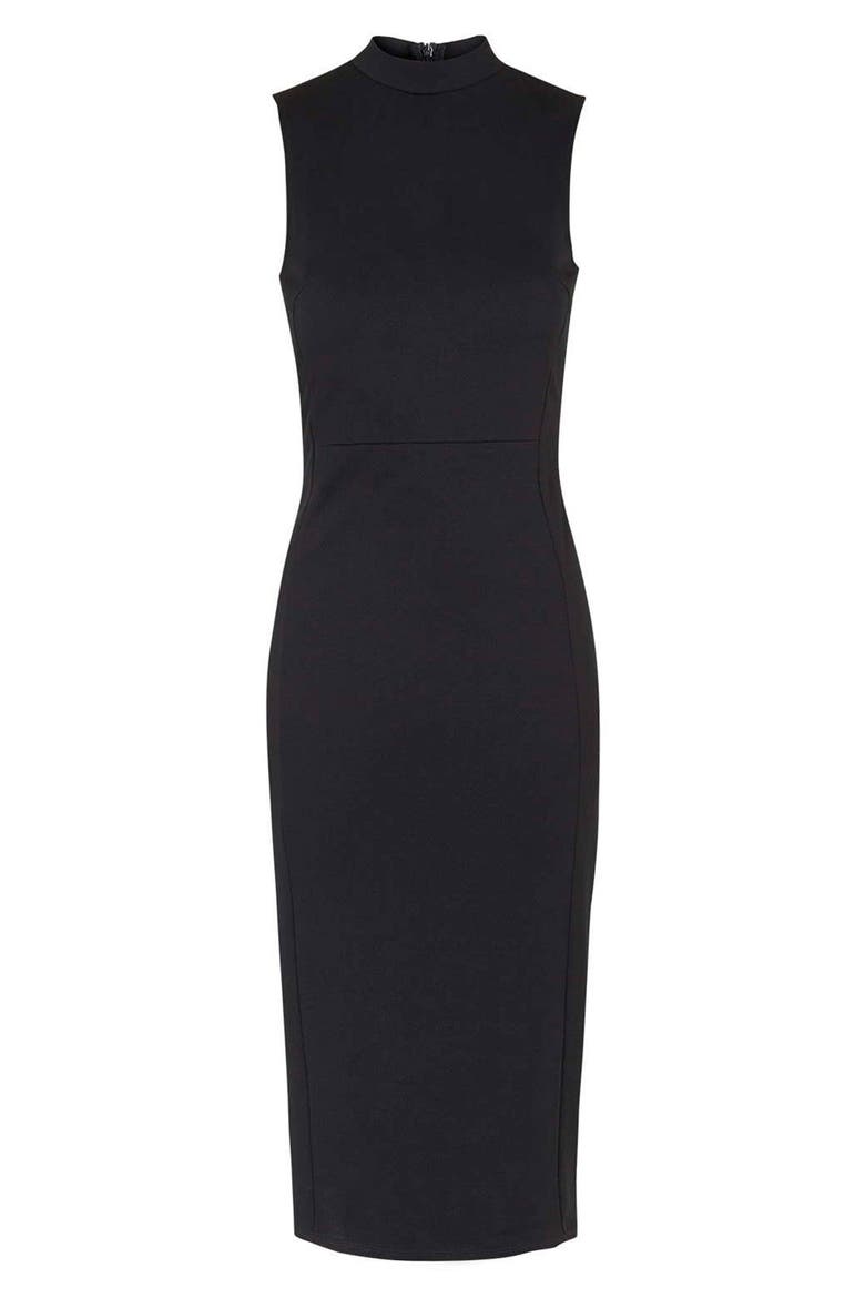 Sleeveless Midi Dress, Alternate, color, BLACK