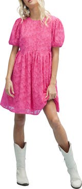 WISHLIST Textured Floral Puff Sleeve Minidress