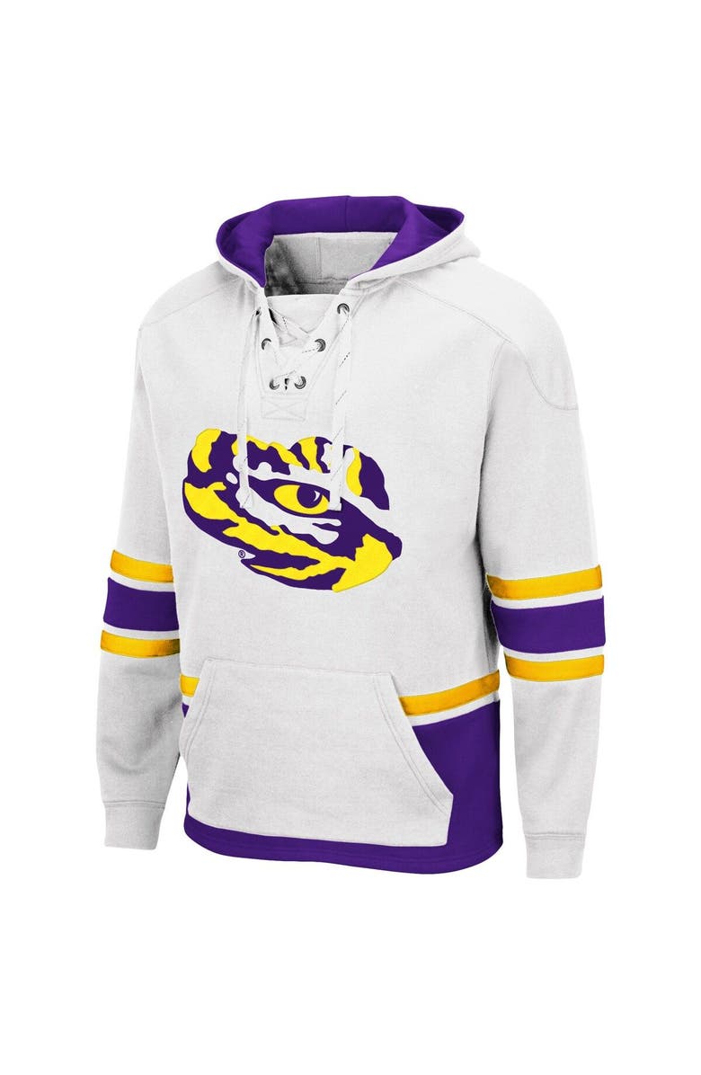 COLOSSEUM Men's Colosseum White LSU Tigers Lace Up 3.0 Pullover Hoodie, Alternate, color, White