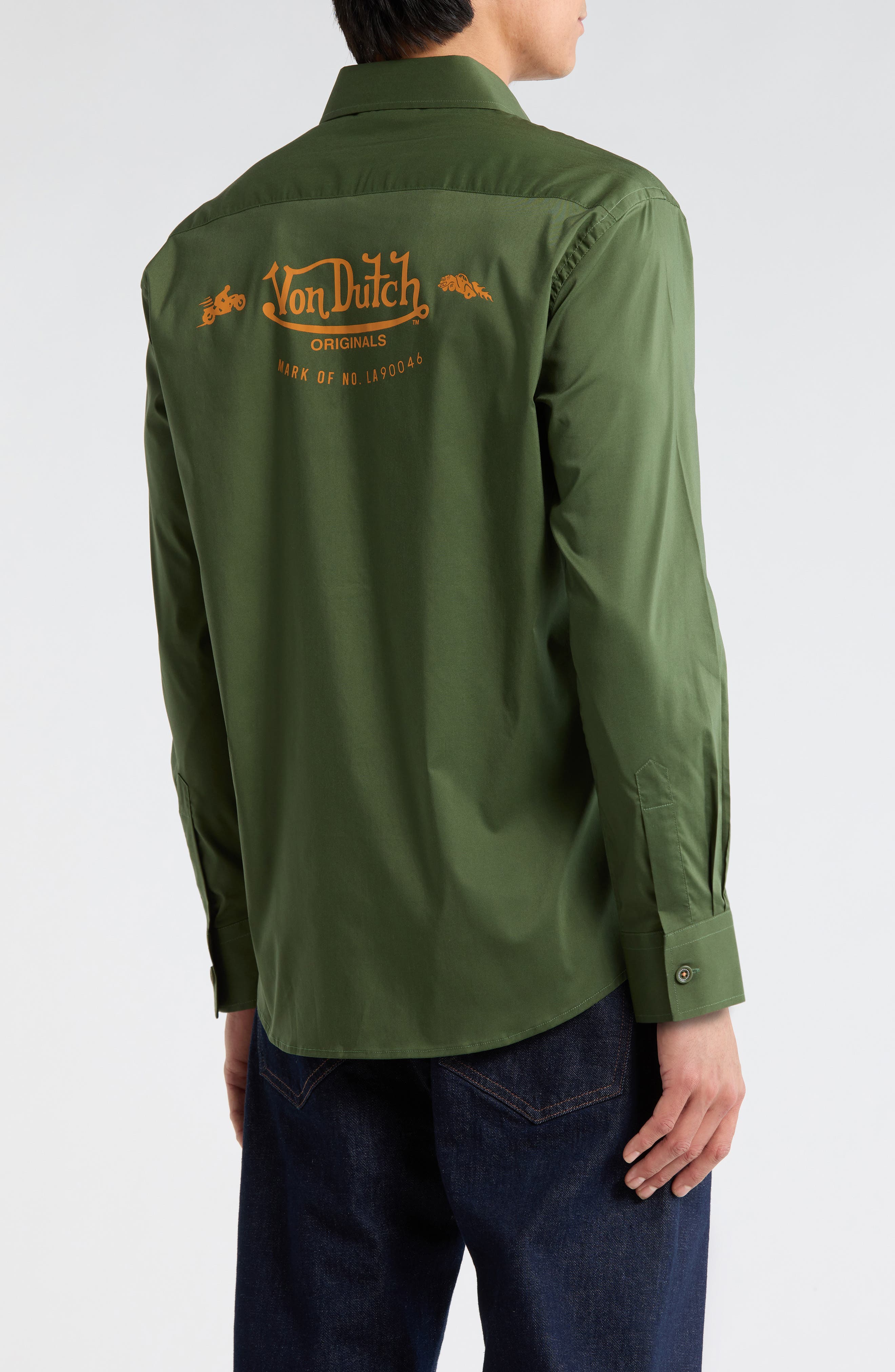 Logo Solid Button-Up Shirt - image 2