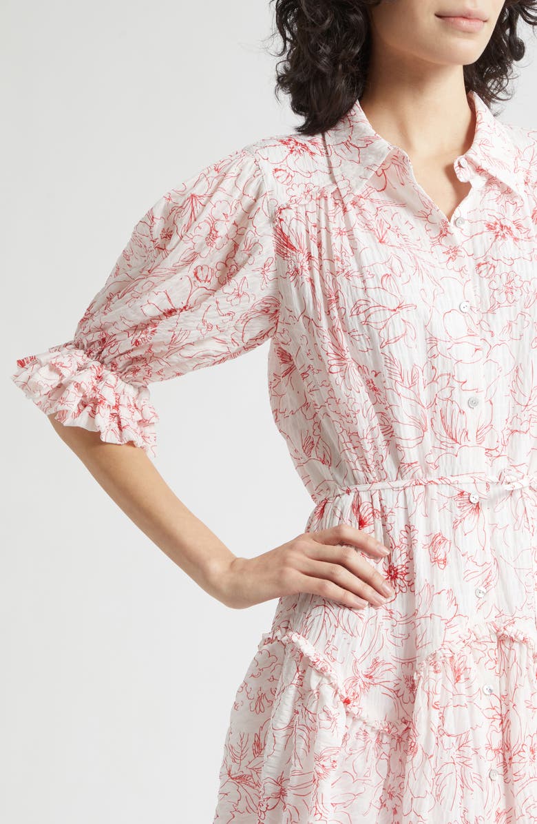 Cinq à Sept Gwendoline Garden Doodle Shirtdress, Alternate, color, White/ Goji Berry