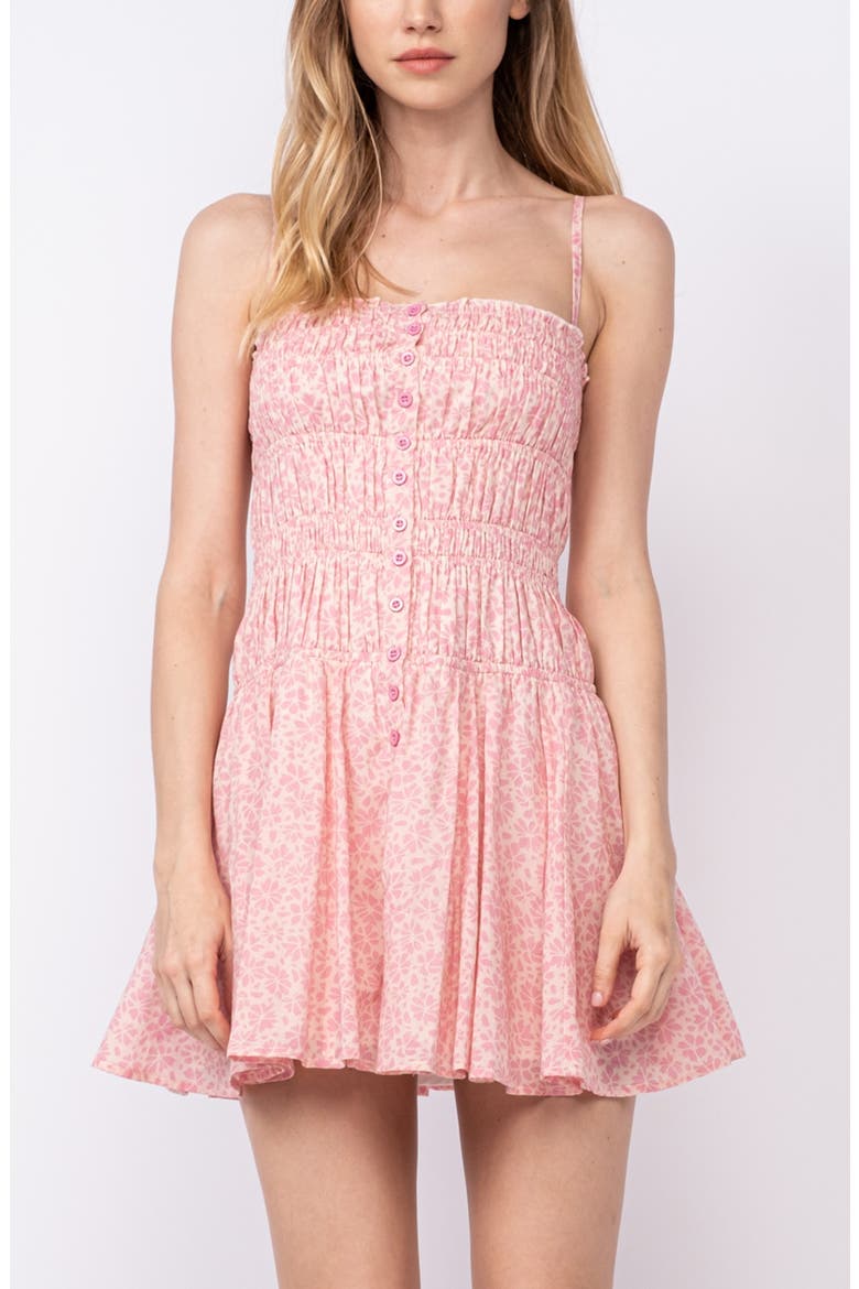 Sleeveless Smocked Minidress, Alternate, color, PINK