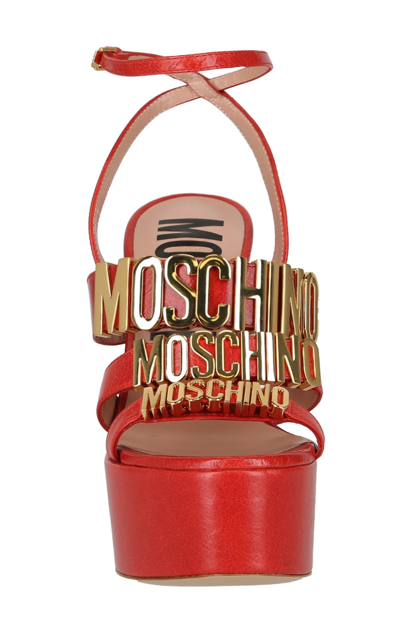 Moschino Logo Plaque Platform Sandal, Alternate, color, 