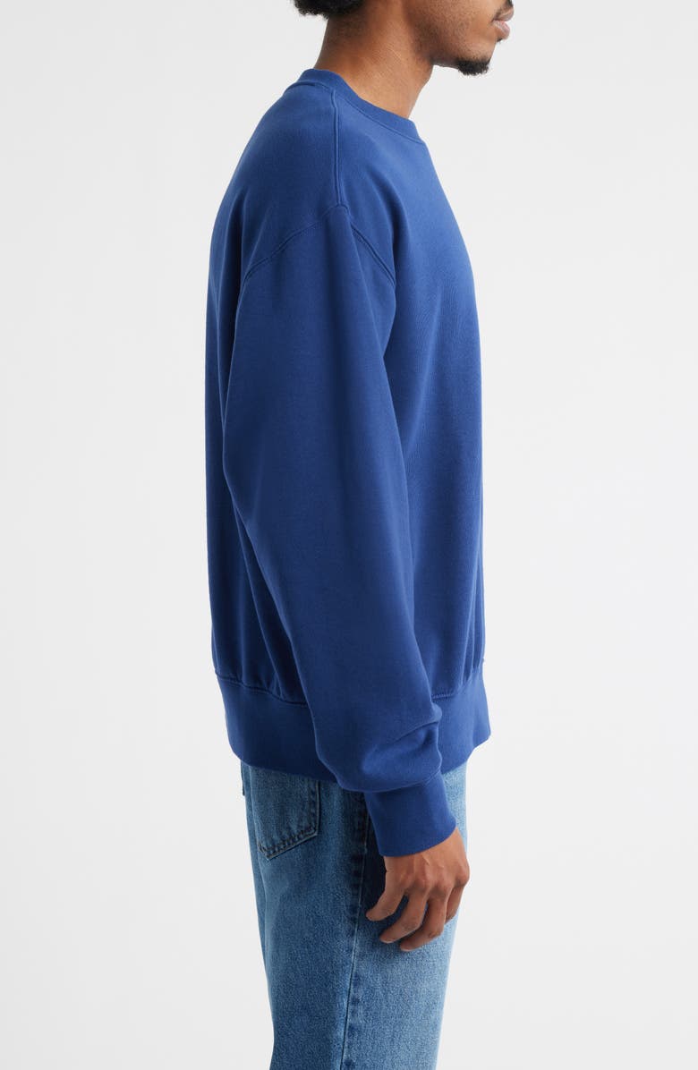Vans Logo Crewneck Sweatshirt, Alternate, color, Deep Indigo-Flame