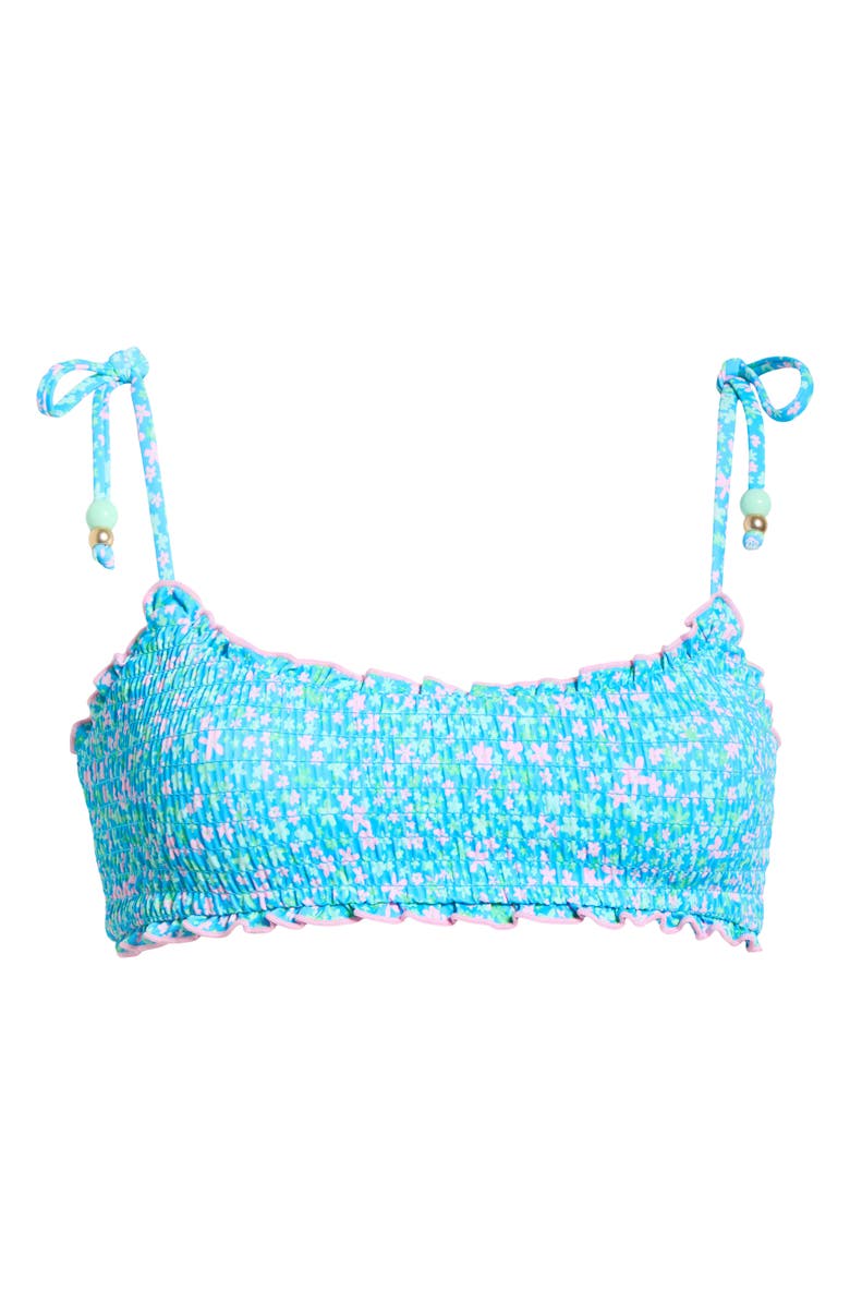 Kulani Kinis Smocked Crop Bikini Top, Alternate, color, Ocean Kisses