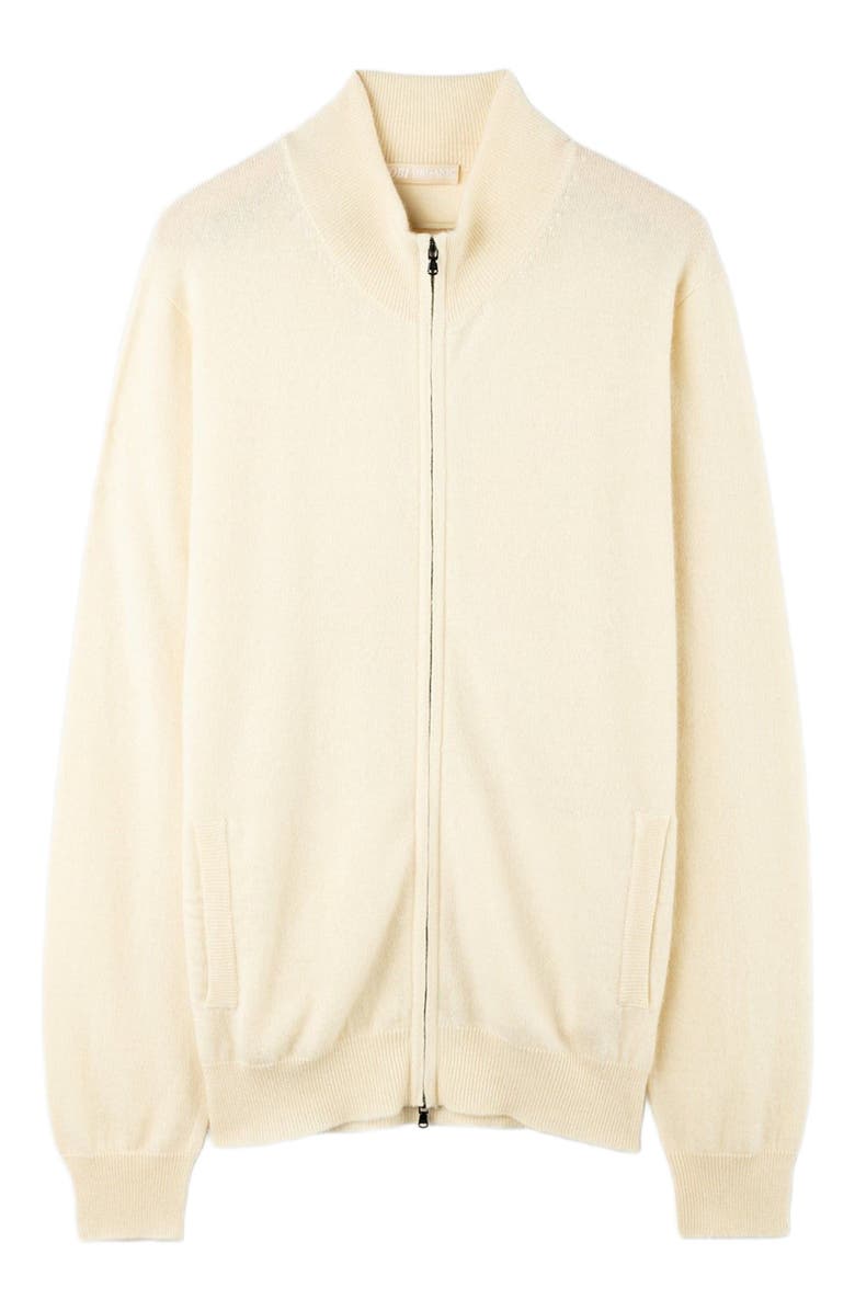 GOBI Mongolian Cashmere Essential Cashmere Full-Zip Cardigan, Alternate, color, Off White