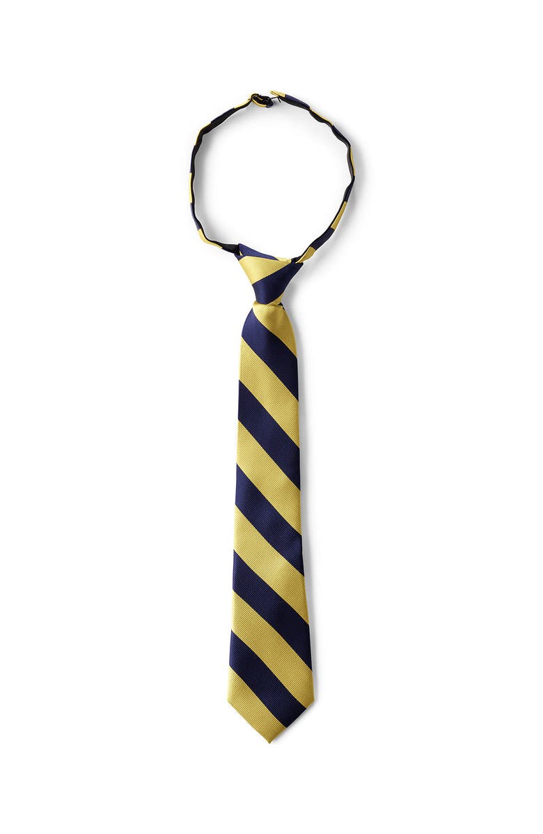 Lands
 End School Uniform Kids Stripe Pre Tied Tie, Main, color, Classic Navy/Gold Stripe