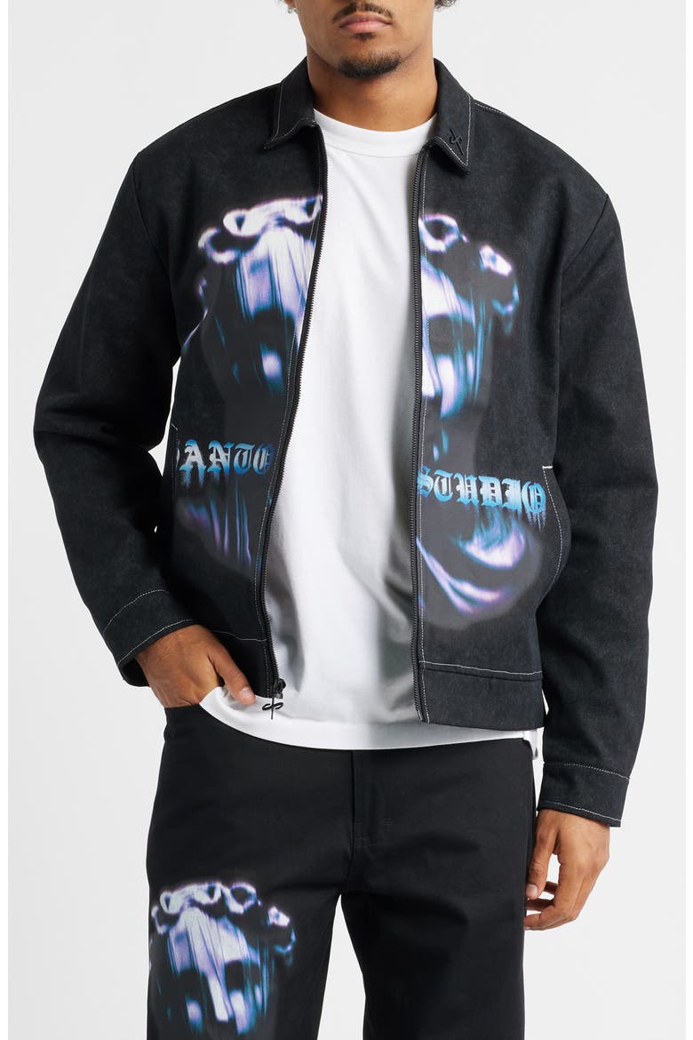 Twitch David Milano Zip-Up Shirt Jacket, Main, color, BLACK
