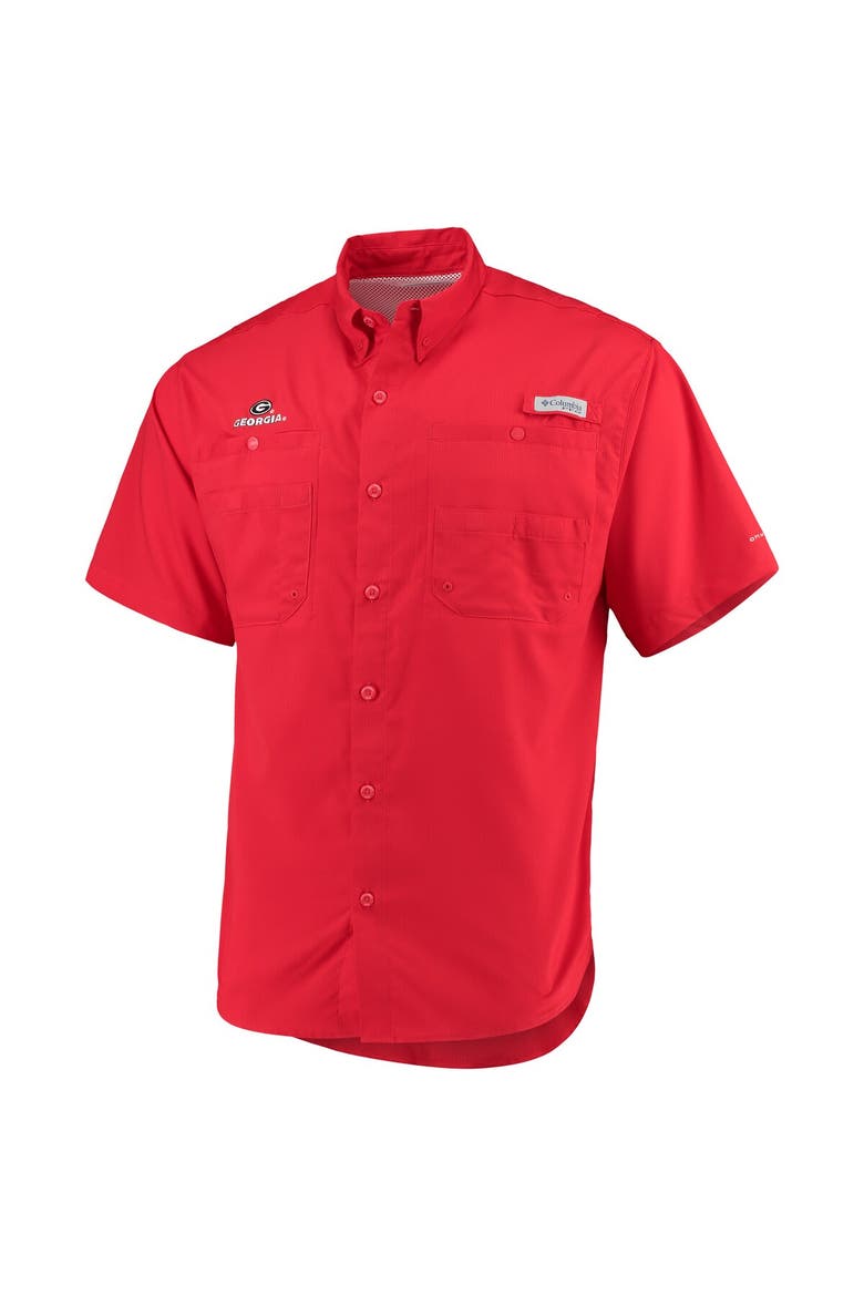 Men's Columbia Red Georgia Bulldogs Team PFG Tamiami Omni-Shade Button-Down Shirt, Alternate, color, Red
