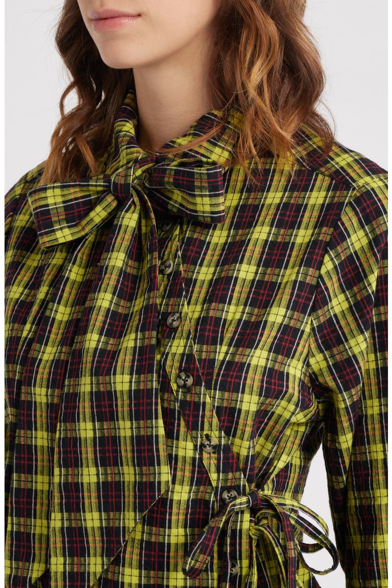Robyn Tartan Organic Cotton Wrap Shirt, Alternate, color, YELLOW