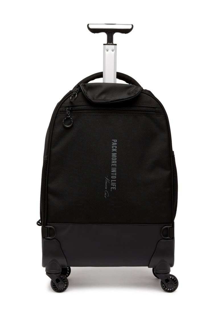 1680D Poly 4 Wheel Roller Backpack, Alternate, color, BLACK