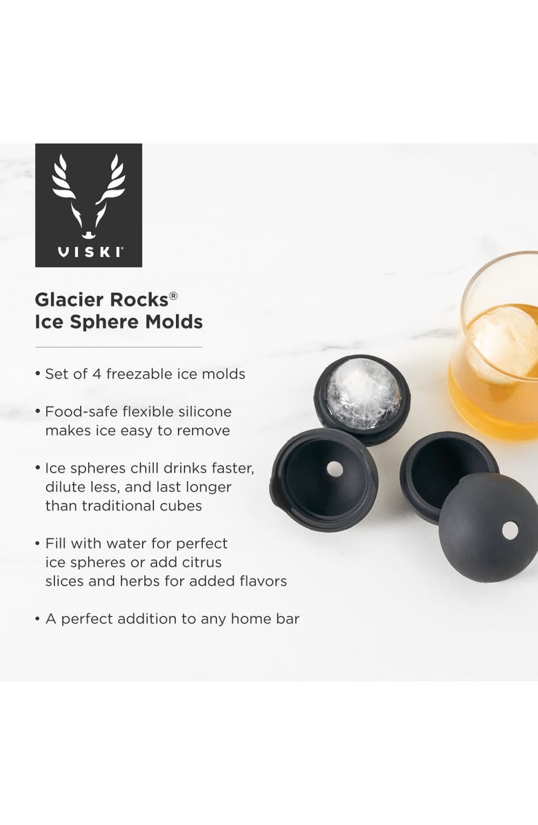 Viski Glacier Rocks Ice Sphere Molds Set of 4, Alternate, color, Black