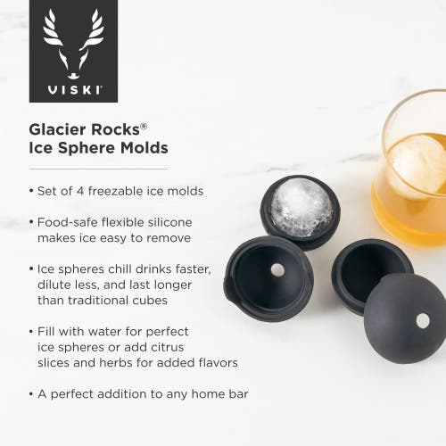 Viski Glacier Rocks Ice Sphere Molds Set Of 4 In Black