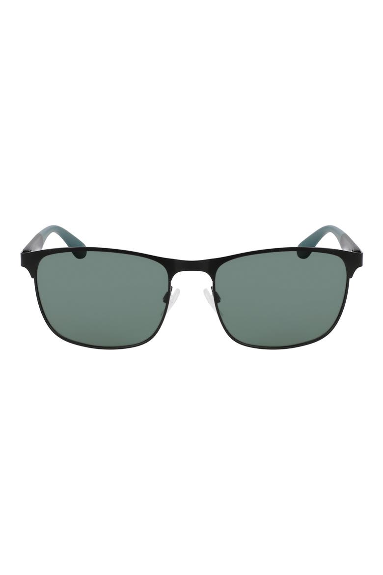 58mm Polarized Modified Rectangular Sunglasses, Main, color, BLACK