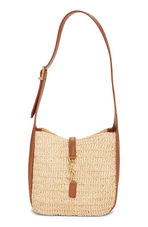 Baby Le 5 À 7 Raffia & Leather Shoulder Bag